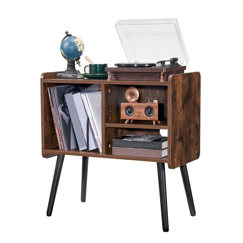 Record Player Stand with Vinyl Storage, Adjustable Turntable Cabinet - 25.98 x 13.86 x 26.97 inch