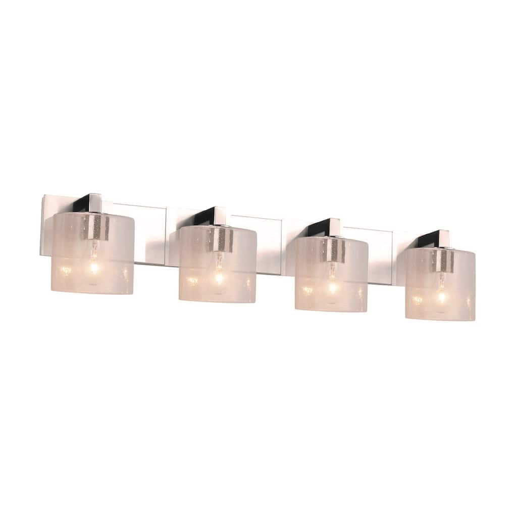 Justice Design Fusion Modular 4-Light LED Bath Bar, Oval Seeded Artisan Glass Shade