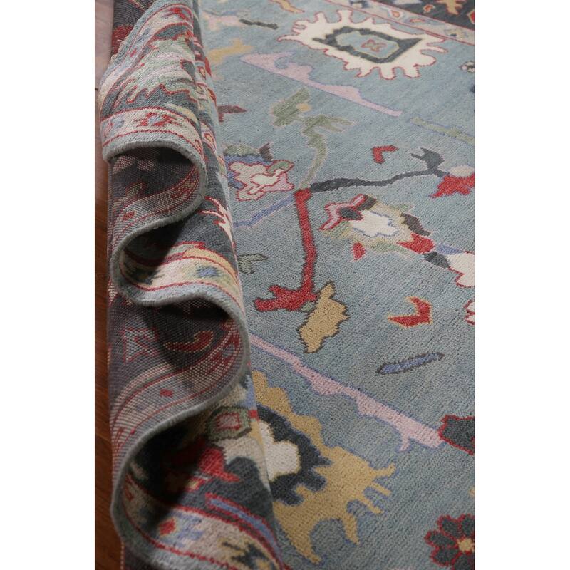 Blue Oushak Oriental Area Rug Handmade Wool Carpet - 8'1"x 9'10"