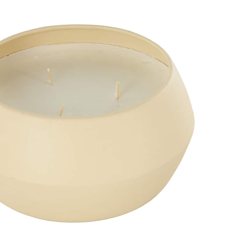 Metal Scented Textured 30oz 3 Wick Decorative Candle with White Wax - Cream, Black or Beige - Roche River Decor