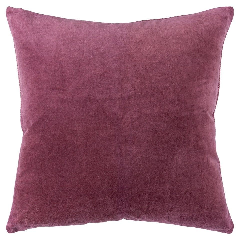HomeRoots 22" Raspberry Cotton Velvet Throw Pillow