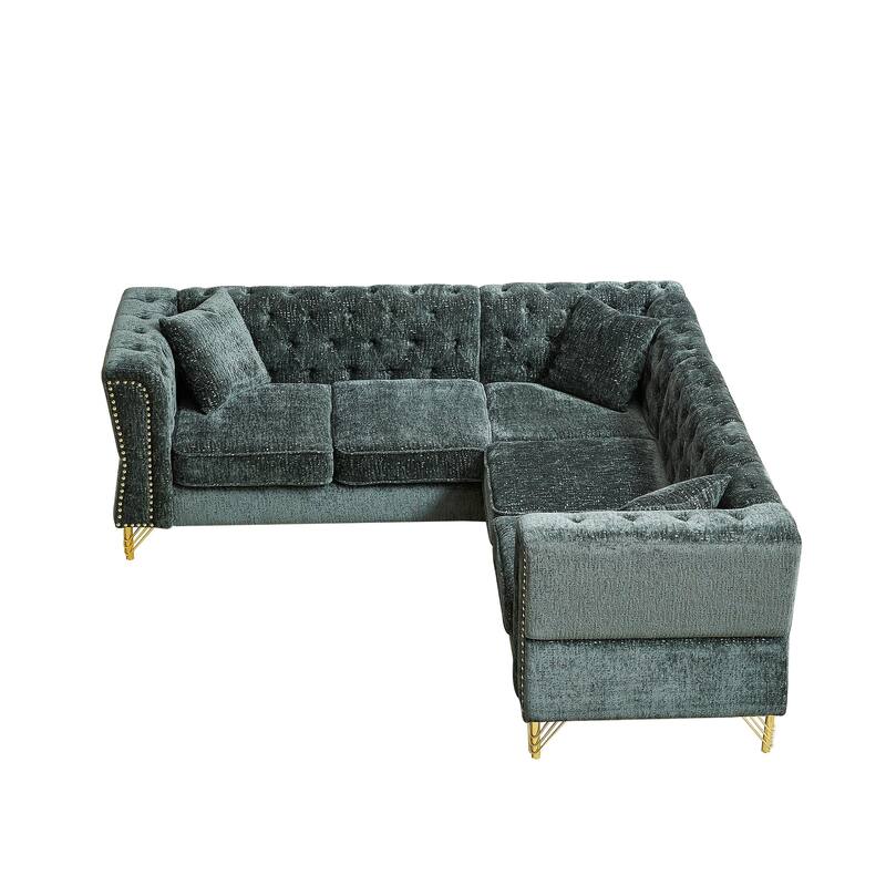 81.5'' Chenille L-Shaped 5-Seat Sectional Sofa with 3 Cushions, Stylish Corner Couch for Living Room or Bedroom