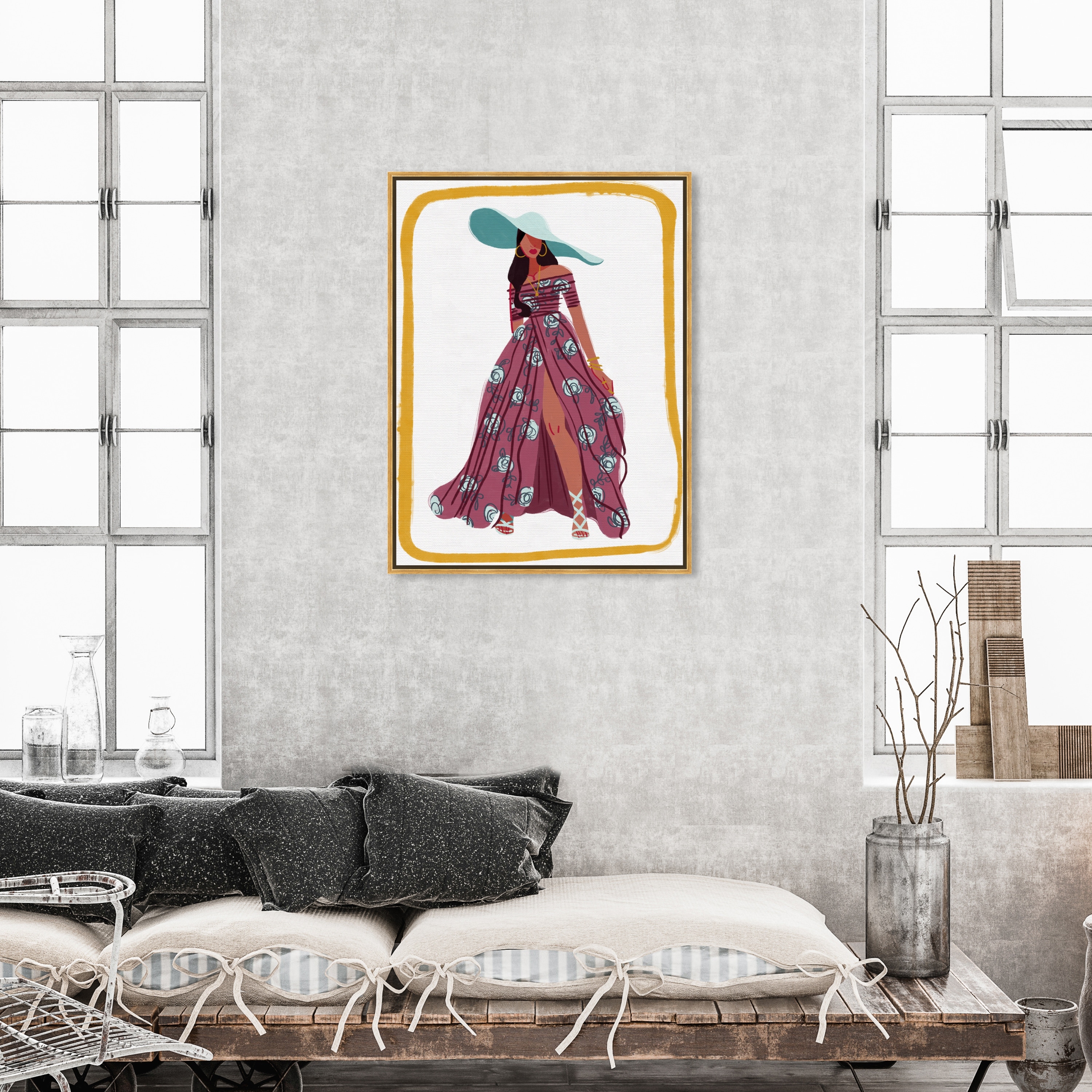 Oliver Gal Boho Floral Sun Fashion And Glam Wall Art Framed Canvas Print Dress Pink White Overstock 32481448