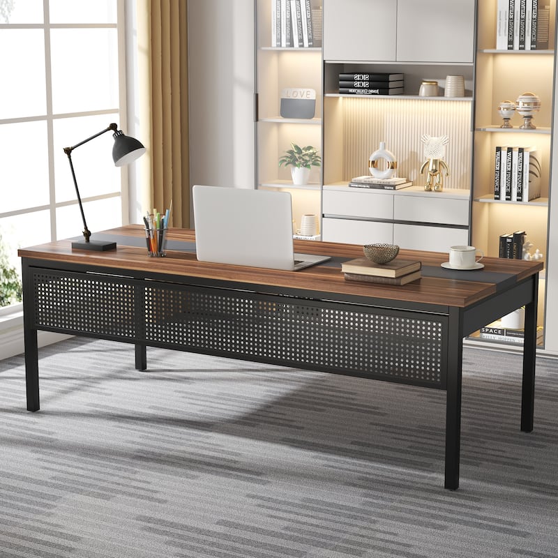 71 Inch Executive Desk with Mobile File Cabinet, L-Shaped Desk with Drawers & Shelves, Large Computer Desk for Home Office