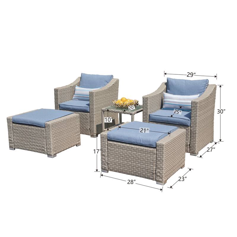 COSIEST 5-piece Outdoor Patio Wicker Conversation Sofa Set