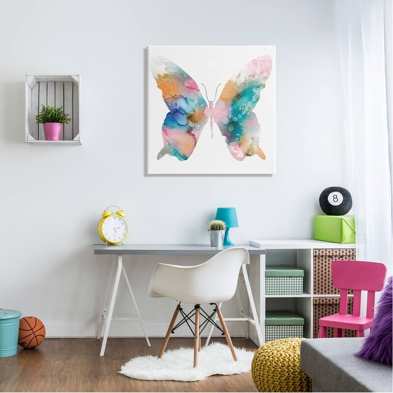 Stupell Pastel Watercolor Pattern Butterfly Silhouette Painting Canvas Wall Art, Design by Susan Jill
