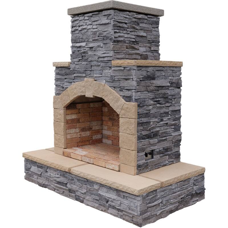 78 in. Stone Veneer and Tile Propane Gas Outdoor Fireplace