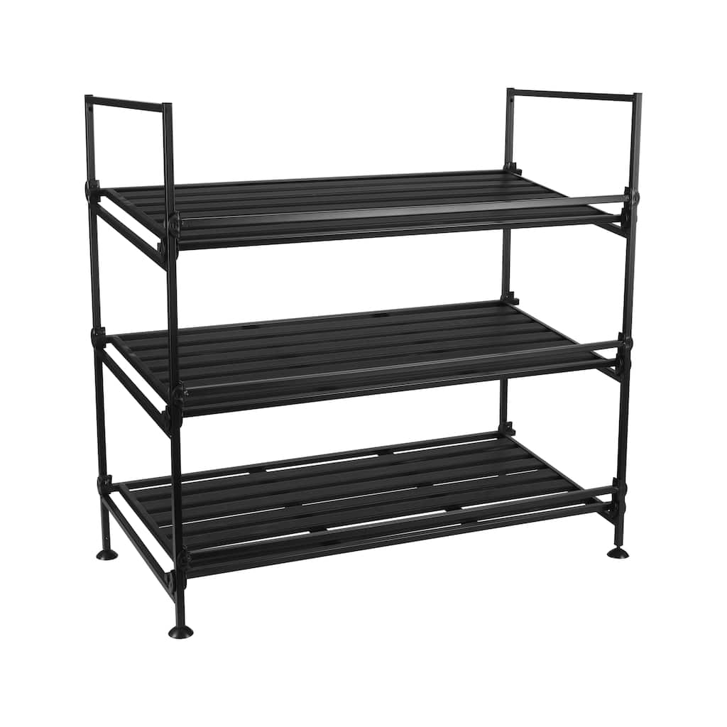 Organize It All 3 Tier Shoe Rack in Espresso - 26.26 x 12.36 x 25.20