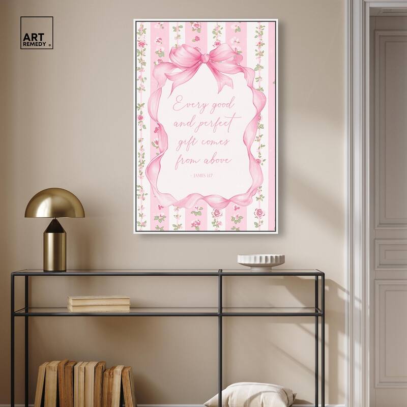 Good and Perfect Gift Bow Canvas by Art Remedy