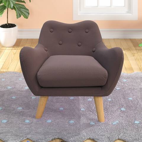 Accent Armchair Microfibres Upholstered Children Leisure Sofa with Wood Armrest with Non-slip Mat and Wooden Legs Support