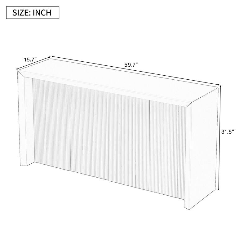59" Wood Veneer Simple Entryway Table with Wavy Design