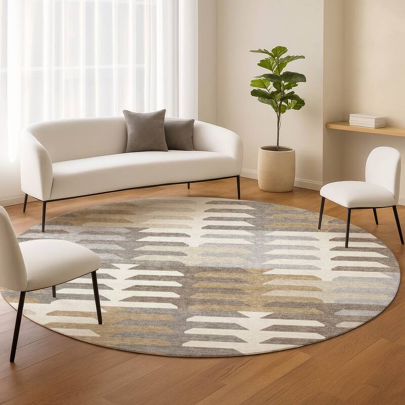 Machine Washable Indoor/ Outdoor Modern Stacks Chantille Rug