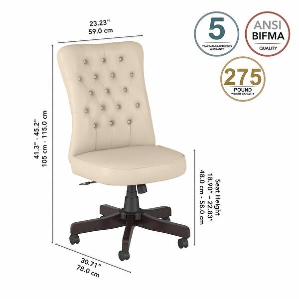dimension image slide 0 of 5, Salinas High Back Tufted Office Chair by Bush Furniture