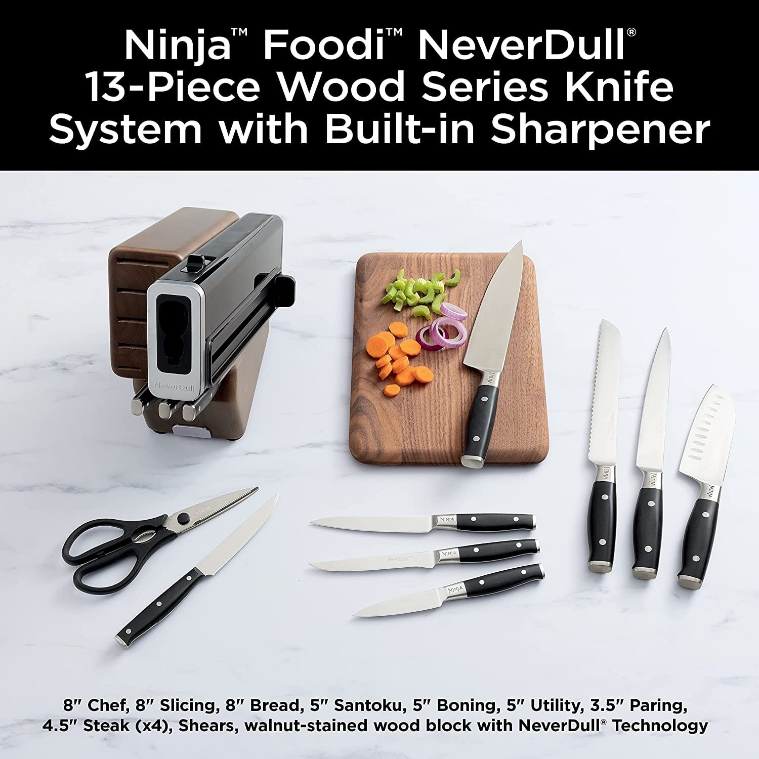 Best Buy: Ninja Foodi NeverDull Premium 14-Piece Knife Block Set with  Built-in Sharpener System Black & Silver K32014