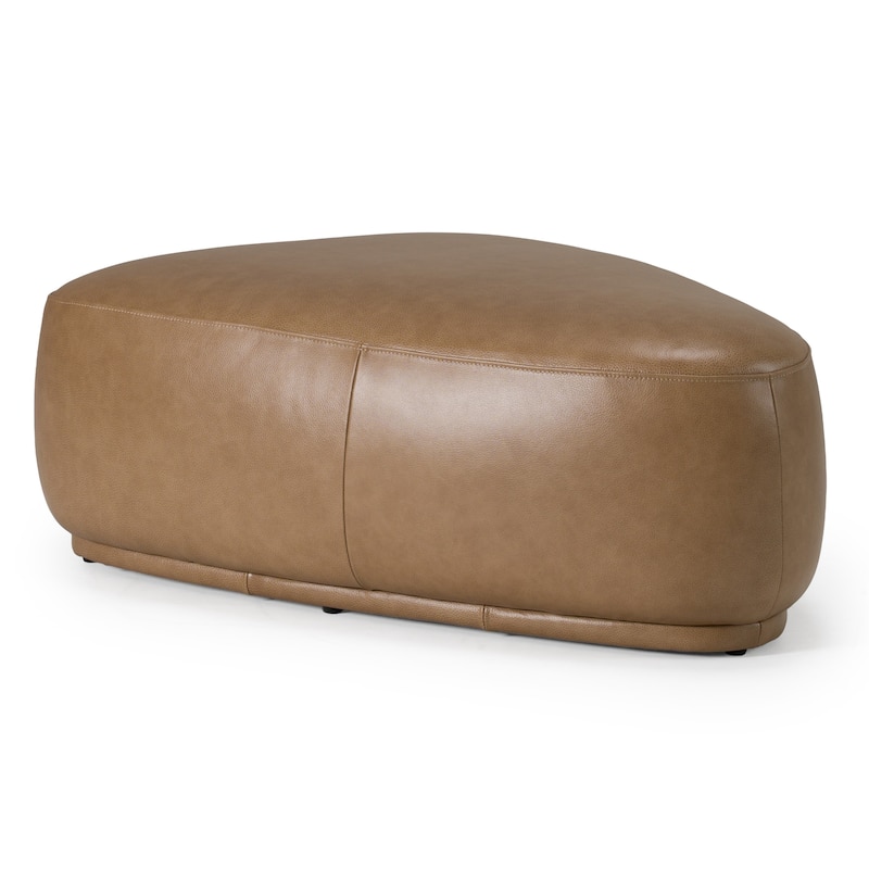 Divani Casa Kinsey Modern Tan Leather Large River Rock Ottoman