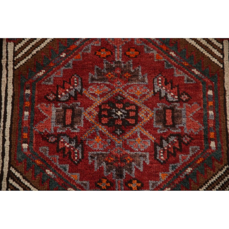 Ardebil Persian Vintage Runner Rug Hallway Handmade Wool Carpet - 3'2"x 11'5"