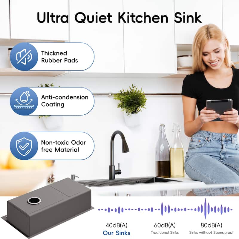 Drop-in/Undermount Single Bowl Stainless Steel Kitchen Sink
