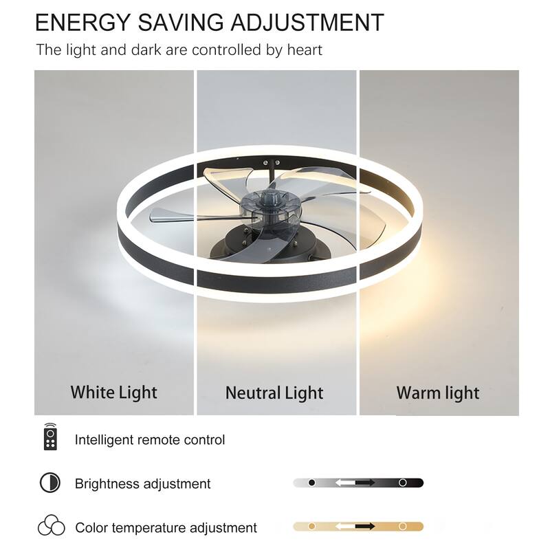 6-speeds Quiet Reversible DC Motor Ceiling Fan / Dimmable LED Ceiling Light with Fan