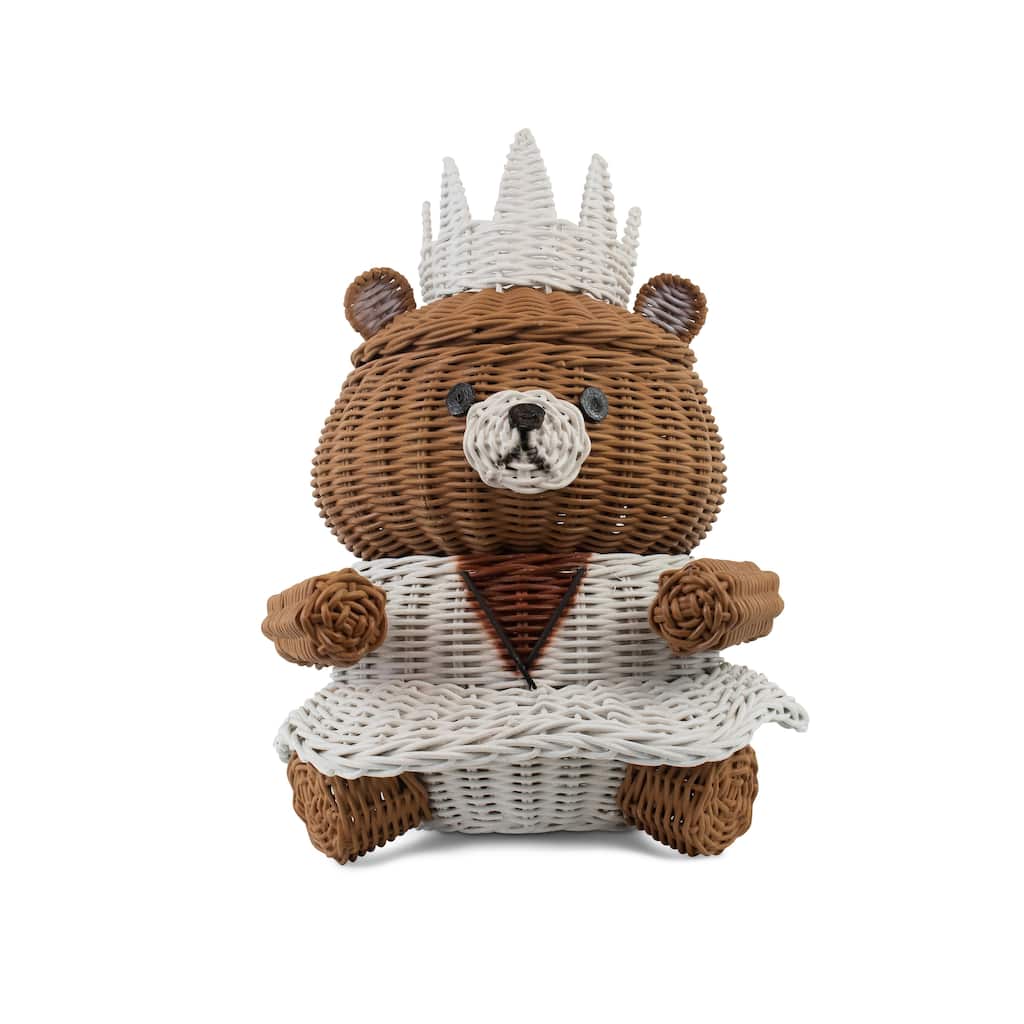 Hand Woven Princess Bear Rattan Storage Basket Home Decor Organizer Cute Handmade Handcrafted Gift Decoration Artwork Wicker