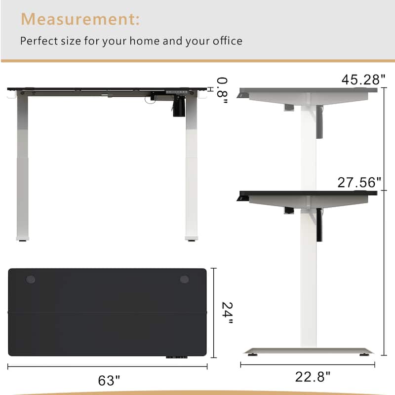 Futzca Height Adjustable Electric Standing Desk Sit Stand Computer Stand up Desk with Splice Board(White)