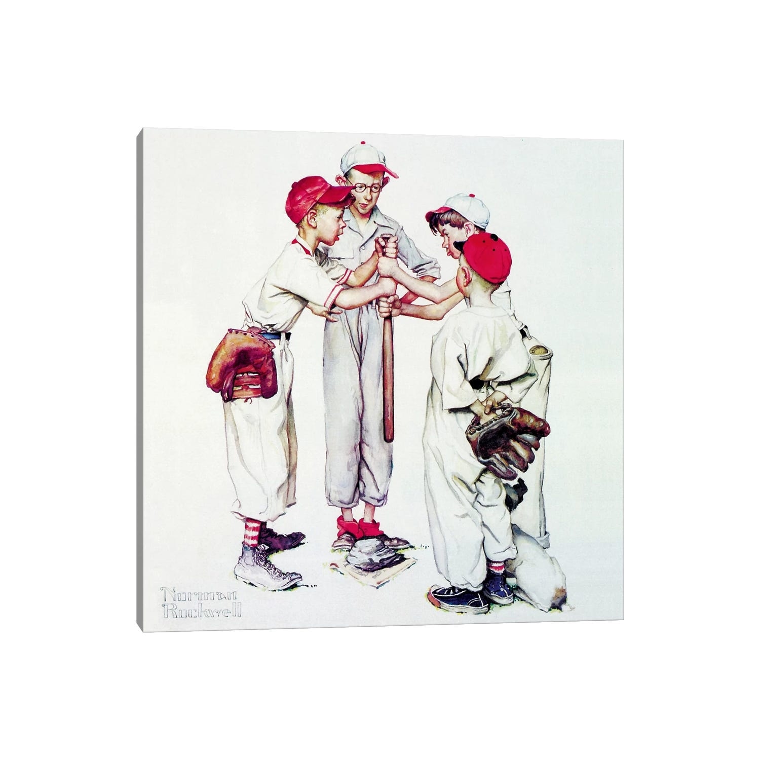 iCanvas "Choosing up (Four Sporting Boys - Baseball)" by Norman Rockwell Canvas Print