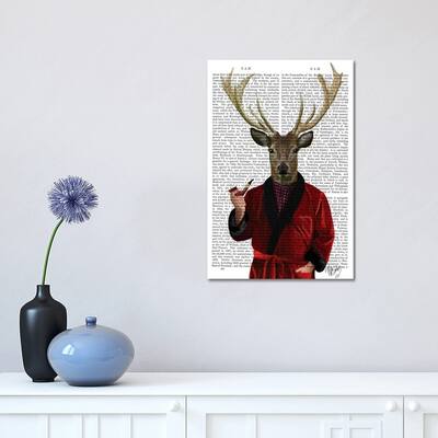 iCanvas "Deer In Smoking Jacket" by Fab Funky Canvas Print