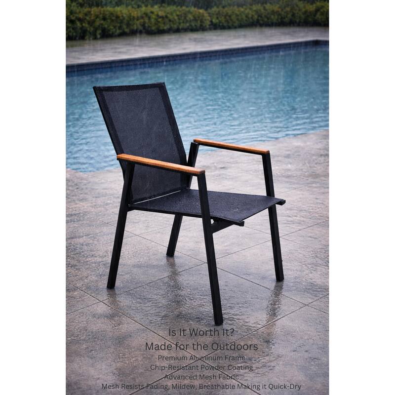 Bernini Dark Grey 9-Piece Aluminum Outdoor Dining Set with Sling Set in Smoke Grey - N/A