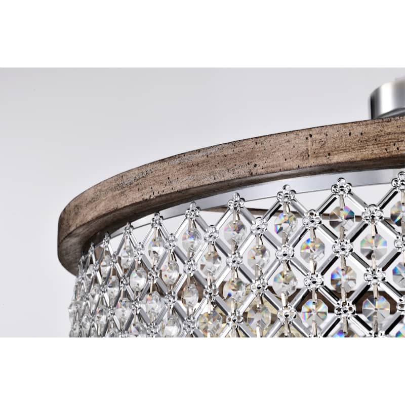 Pomine 24 Inch Modern Crystal Shade Semi Flush Mount 5-Light