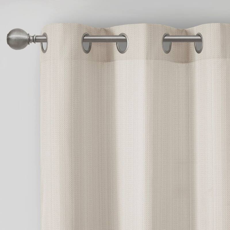 Basketweave Room Darkening Curtain Panel Pair(2 Pcs Window Panels)