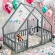 preview thumbnail 1 of 16, Twin Floor House Bed with Fence,Guardrails Grey