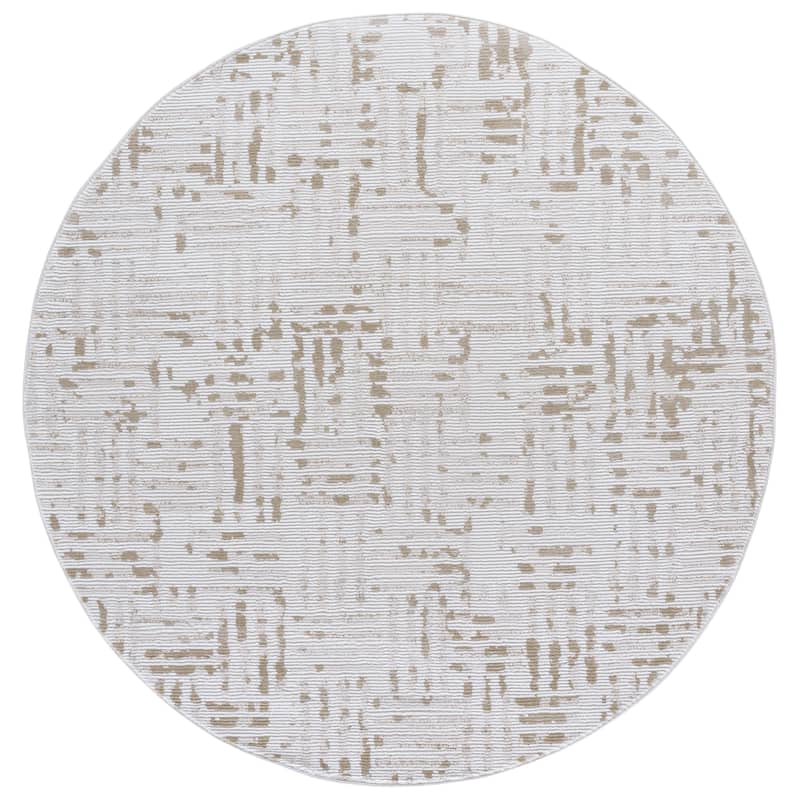 SAFAVIEH Slate Sonali Modern Rug - Ivory/Taupe - 6'7" Round