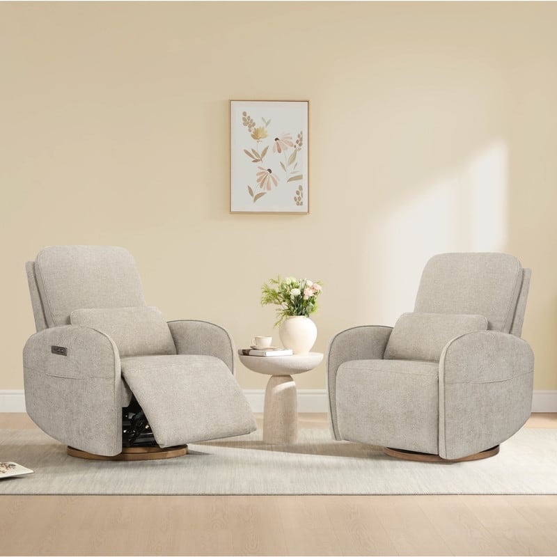 Spruce & Spring Power Swivel Recliner Chair Nursery Glider with Lumber Pillow