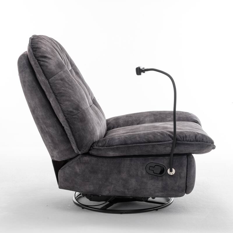Velvet Oversized Recliner Chair with Swivel, Rocker & Phone Holder