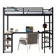 preview thumbnail 7 of 6, Full Size Metal Loft Bed with Desk,Shelves, Ladder and Guardrails