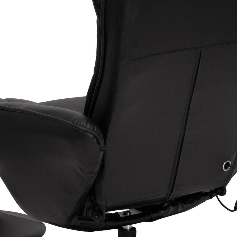 LeatherSoft Massaging Multi-Position Recliner w/Side Pocket & Ottoman