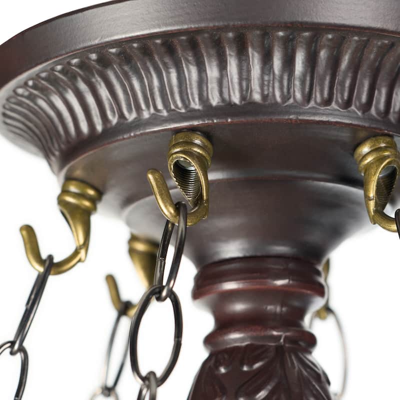 Ava River of Goods Multicolor Stained Glass and Metal 24-Inch Pendant Light with Adjustable Hanging Cord - 24" x 24" x 84"