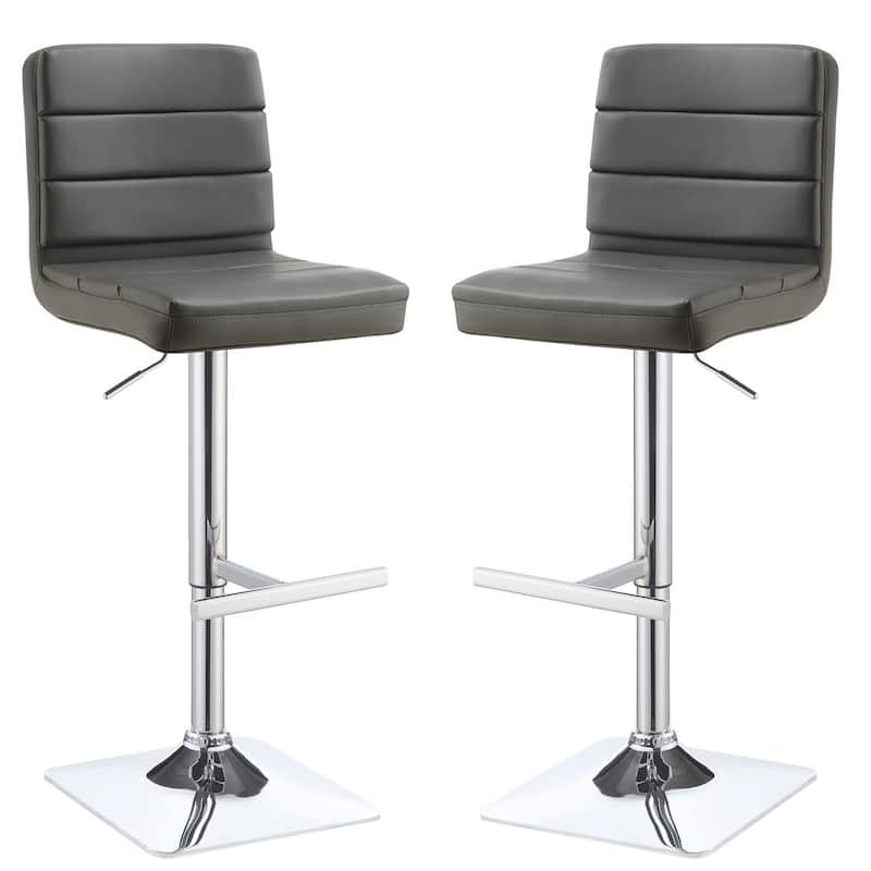 Set of 2 Adjustable Swivel Bar Stools with Chrome Pedestal Base, Armless Design, Modern Kitchen Counter Chairs