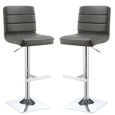 Set of 2 Adjustable Swivel Bar Stools with Chrome Pedestal Base, Armless Design, Modern Kitchen Counter Chairs