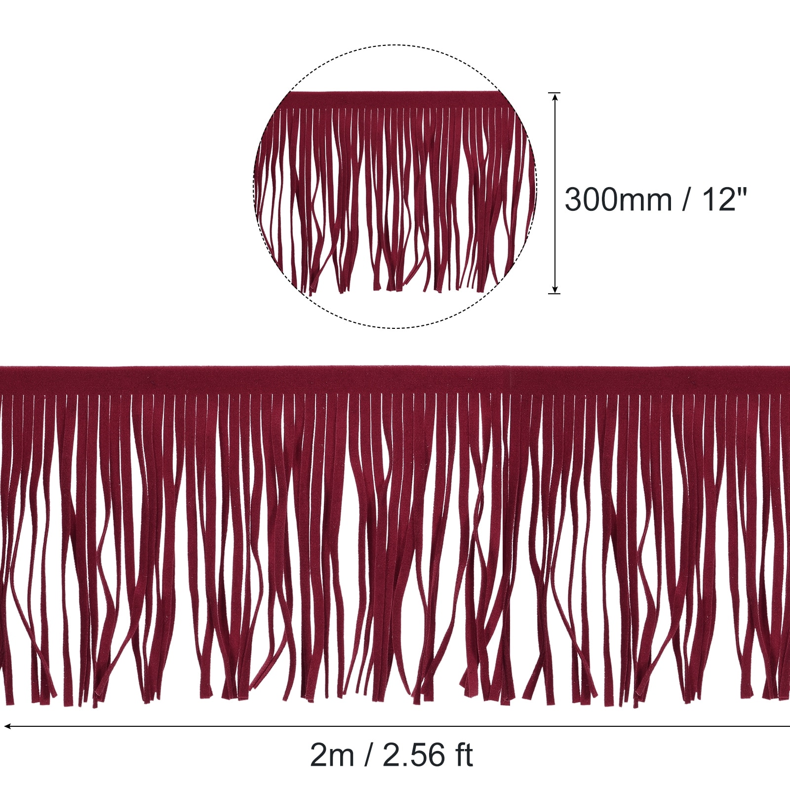PU Leather Fringe Trim Double Side Leather Sewing Tassel Fringe for DIY Dress Crafts Skirt Decoration
