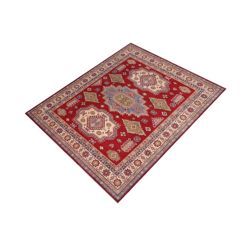 Rustic Kazak Santiago Red/Beige Wool Rug - 8'1'' x 9'8''