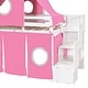 preview thumbnail 14 of 34, Twin Size Loft Bed with Storage Stairs, Tent & Tower, Solid Wood Castle-Inspired Kids Loft Bed Frame with Slide, Fence & Window