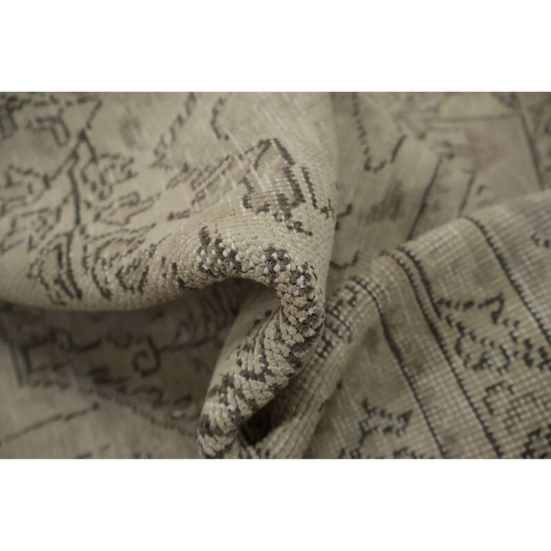 Hand Knotted Oriental 100% Wool Carpet Traditional Medallion Beige & Ivories Tabriz Area Rug - 9' 4'' X 6' 9''