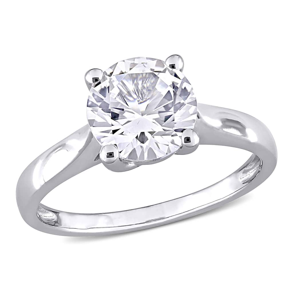 Miadora 2 3/8ct TGW Created White Sapphire Solitaire Engagement Ring 10k White Gold