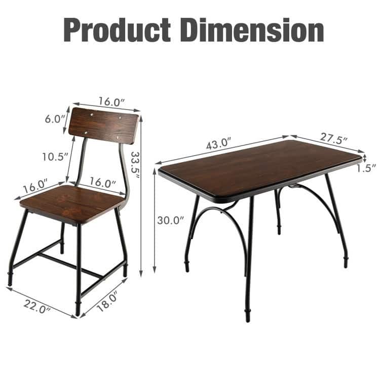 43 x 27.5 Inch Industrial Style Dining Table with Adjustable Feet-Rustic Brown - Rustic Brown - 43 x 27.5 x 30 inch (L x W x H)