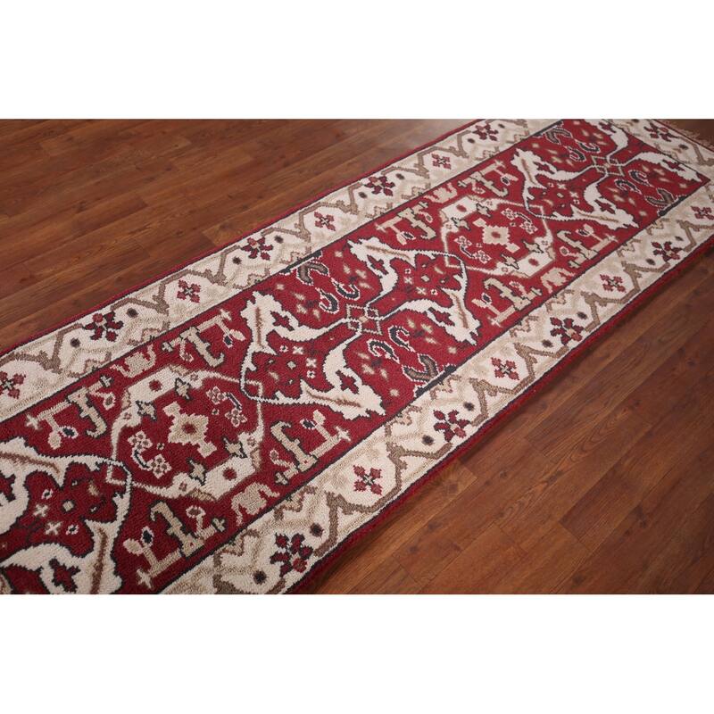 Red Oushak Oriental Runner Rug Handmade Wool Carpet - 2'8"x 7'10"