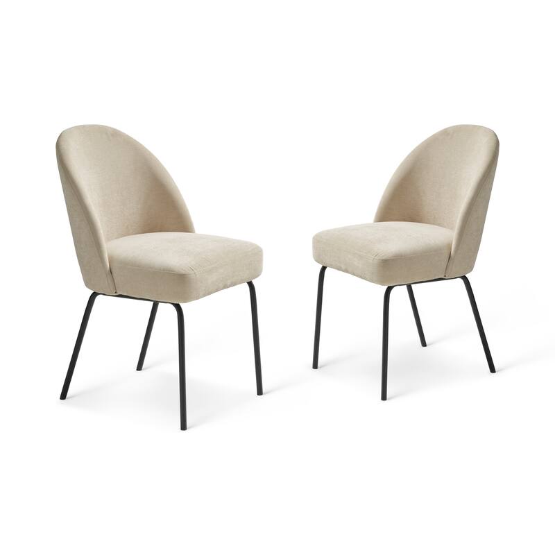 Rye Studio Chenille Chairs with Black Steel Legs, Set of 2