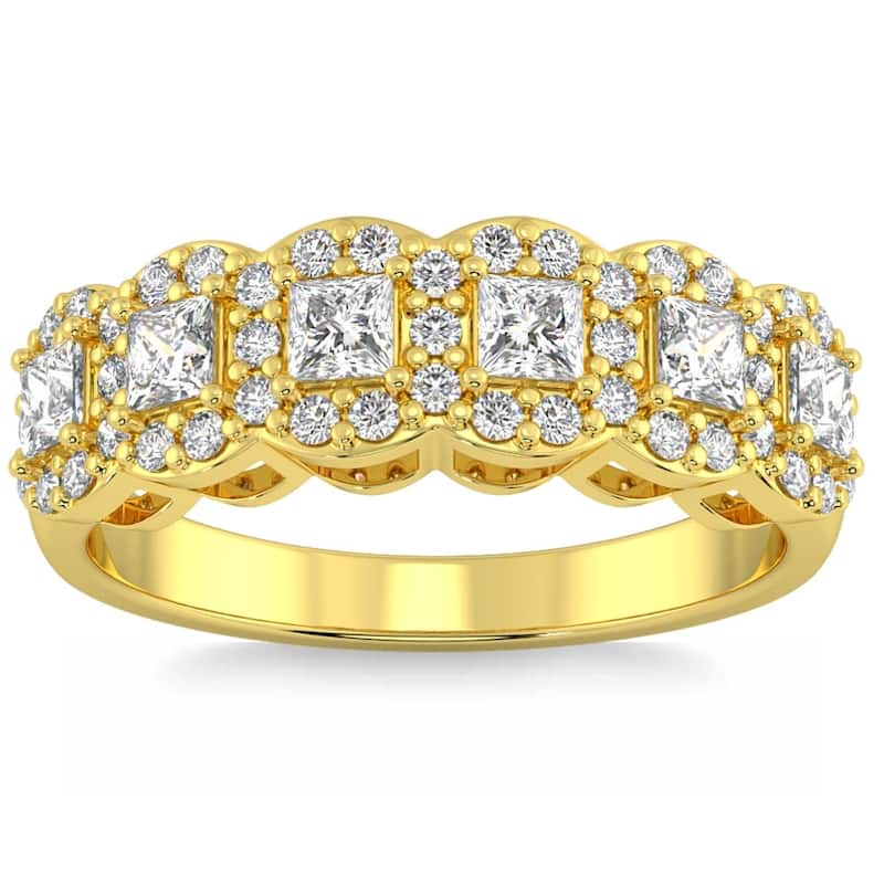 Bliss Diamond 1Ct Princess Cut Diamond Wedding Ring Stackable Band Gold Lab Grown - 8.5 - Yellow