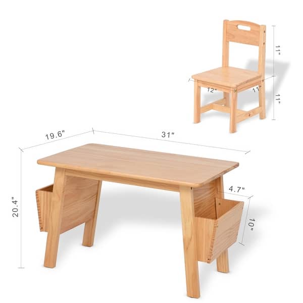 Kids Solid Wood Table and 2 Chair Set with Storage Desk and Chair Set ...