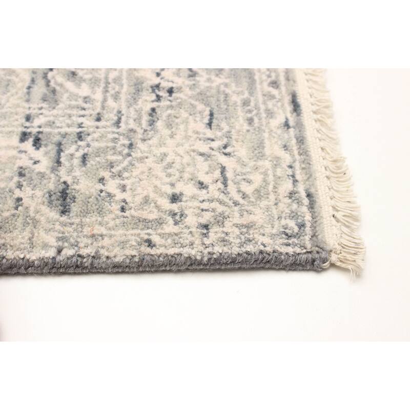 ECARPETGALLERY Hand-knotted Heritage Grey Silk, Wool Rug - 2' 7" x 13' 10"