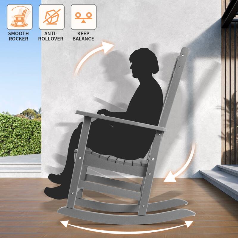 Vrakae All Weather Outdoor High Back Rocking Chair Set of 2